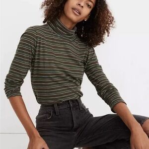 Madewell Multicolor Striped Turtleneck Top whisper cotton ivorton